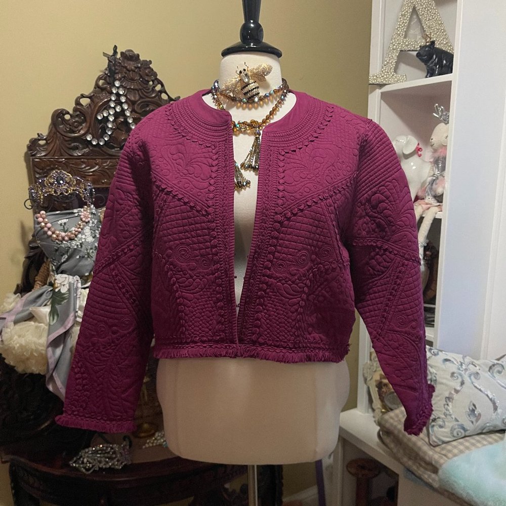 NWT Soft Surroundings 3x Quilted Purple Bolero Jacket fits like a 22W